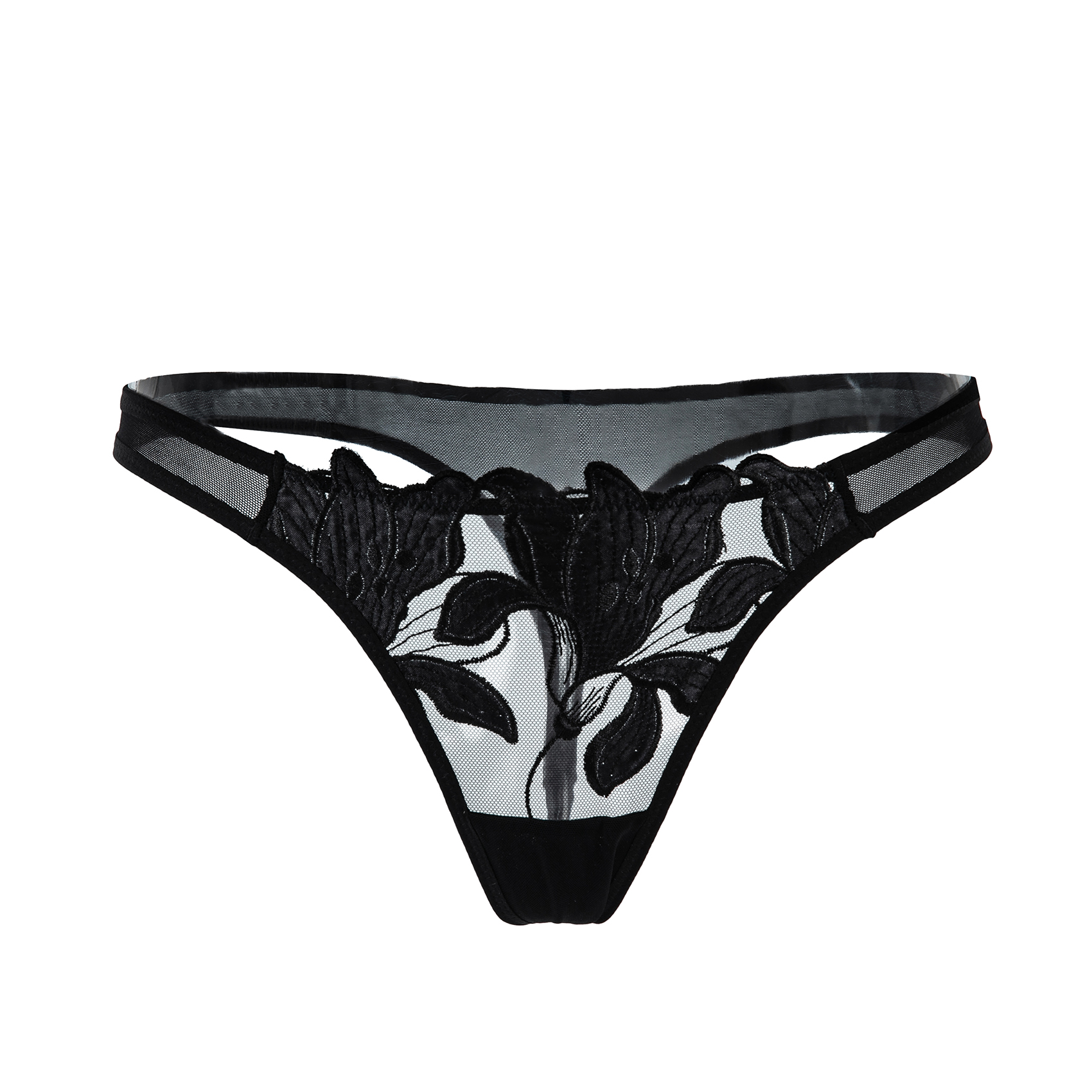 Slip Nero Satin Flower