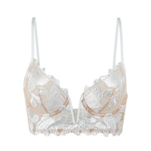 Reggiseno Bianco Trasparente con Fiori in Satin