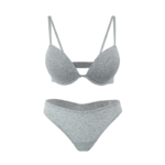 Minimalist Cotton-Blend Wireless Lingerie Set - Heather Grey