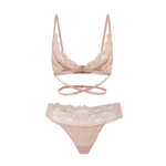 Lace & Silk Strappy Lingerie Set - Pink