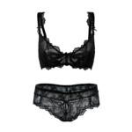 Floral Lace Underwired Balconette Bra - Black