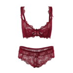 Floral Lace Underwired Balconette Bra - BlackFloral Lace & Mesh Underwired Lingerie Set