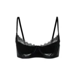 Lace & Satin Underwired Balconette Bra - Black
