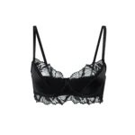 Elegant Noir Lace & Satin Balconette Bra - Black