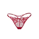 Red Floral Embroidered Strappy Thong