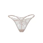 Pink Floral Embroidered Strappy Thong