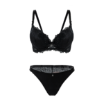 Floral Lace & Mesh Underwired Lingerie Set - Nude Champagne