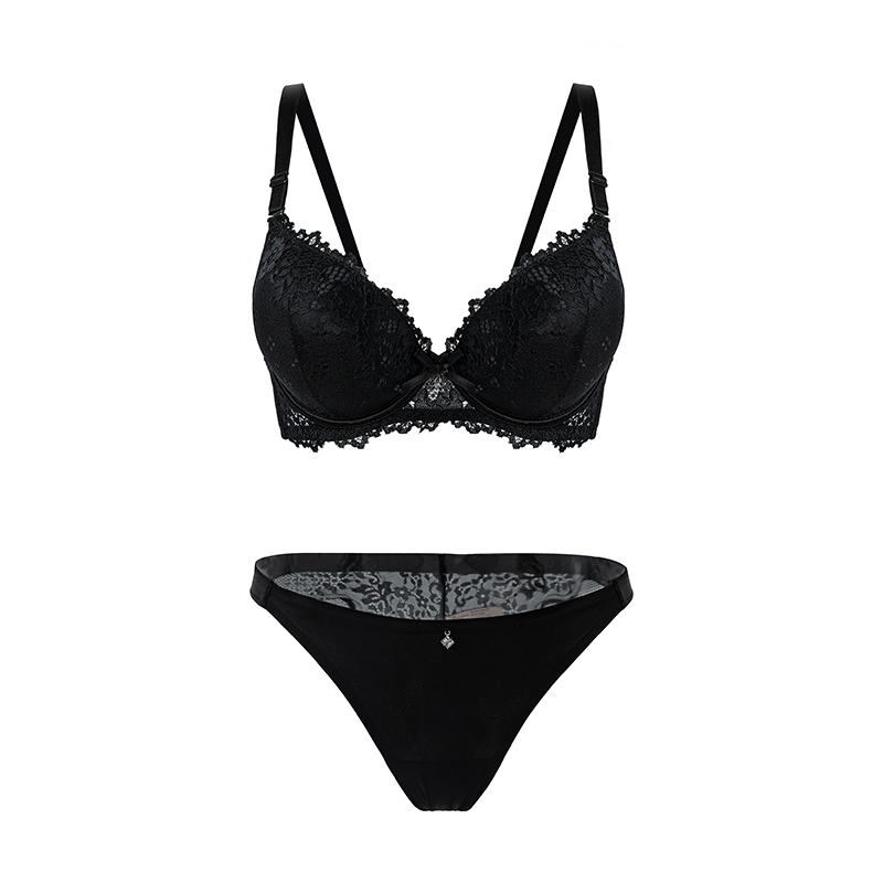 Floral Lace & Mesh Underwired Lingerie Set - Nude Champagne