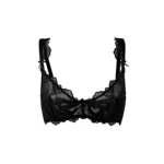 Floral Lace Underwired Balconette Bra - Black