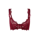 Floral Lace Underwired Balconette Bra - Red