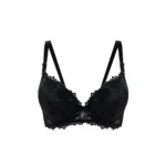 Romantic Floral Lace Push-Up Bra - Midnight Black