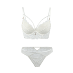 Ivory Lace Strappy Longline Bra & Matching Brief Set - Pure White