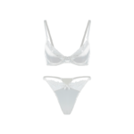 Satin & Lace Underwired Bra SET - White