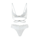 Lace & Silk Strappy Lingerie Set - White