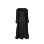 Elegant Lace-Appliqué Satin Nightgown & Robe Set - Black
