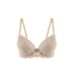 Romantic Floral Lace Push-Up Bra - Beige