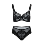 Noir Filigree Embroidered Lingerie Set