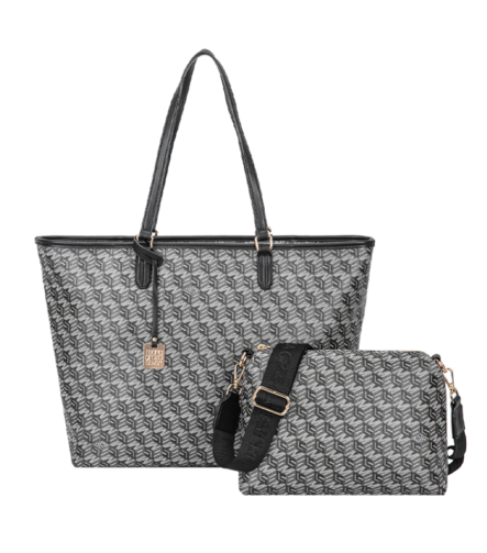 Monogram Tote & Crossbody Set - Black