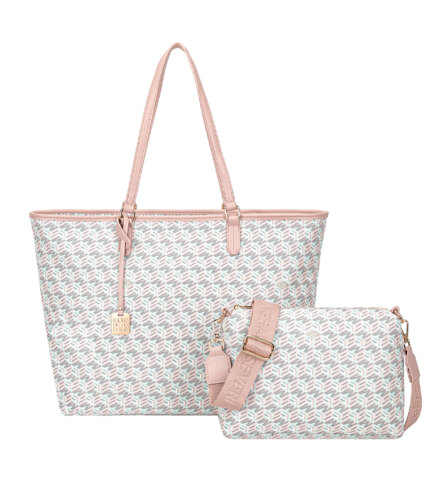Monogram Tote & Crossbody Set - Pink
