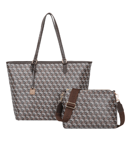 Monogram Tote & Crossbody Set - Coffee
