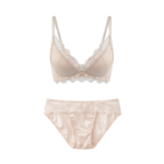Champagne Silk-Finish Lace Lingerie Set