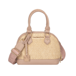 Woven Straw Mini Dome Crossbody Bag