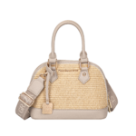 Woven Straw Mini Dome Crossbody Bag