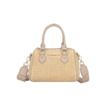 “Ischia” Straw and Eco-Leather Barrel Bag – Cream