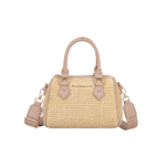 “Ischia” Straw and Eco-Leather Barrel Bag – Pink