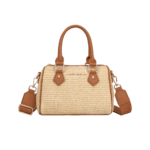 "Ischia" Straw and Eco-Leather Barrel Bag