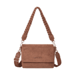 Corduroy Shoulder Bag with Braided Handle