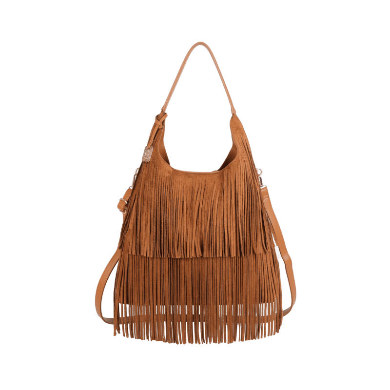 Fringed Suede Hobo Bag – Boho Chic Shoulder Bag with Crossbody Strap