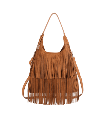 Fringed Suede Hobo Bag – Boho Chic Shoulder Bag with Crossbody Strap