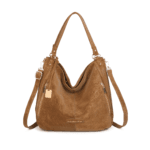 Premium Faux Suede Slouchy Hobo Bag with Detachable Crossbody Strap