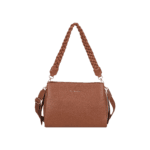 Elegant Textured Leather Crossbody Bag with Braided Top Handle