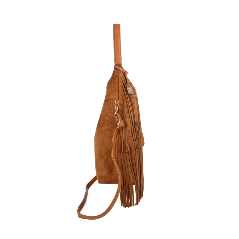 Fringed Suede Hobo Bag – Boho Chic Shoulder Bag with Crossbody Strap
