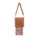 Women's Suede Fringe Crossbody Bag with Studs
