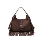 Fringe Suede Hobo Shoulder Bag with Crossbody Strap