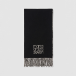 Maria Grazia Severi Black Knit Scarf with Square Logo – Made in Italy