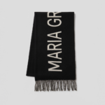 Maria Grazia Severi Black Knit Scarf with Statement Logo
